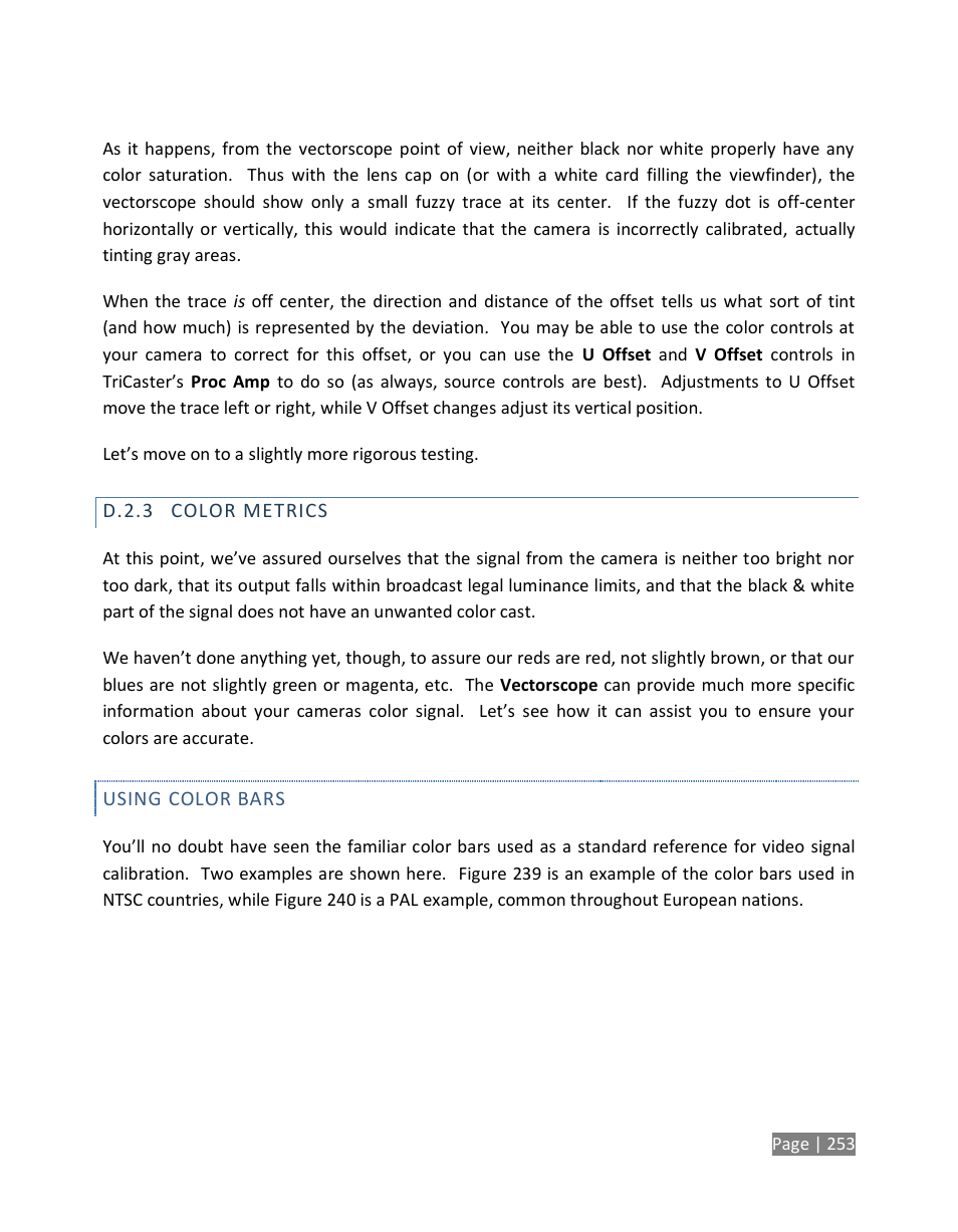 D.2.3, Color metrics | NewTek TriCaster Studio User Manual | Page 273 / 298