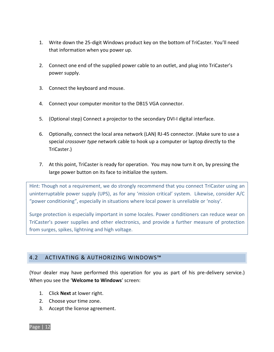 Activating & authorizing windows | NewTek TriCaster Studio User Manual | Page 32 / 298