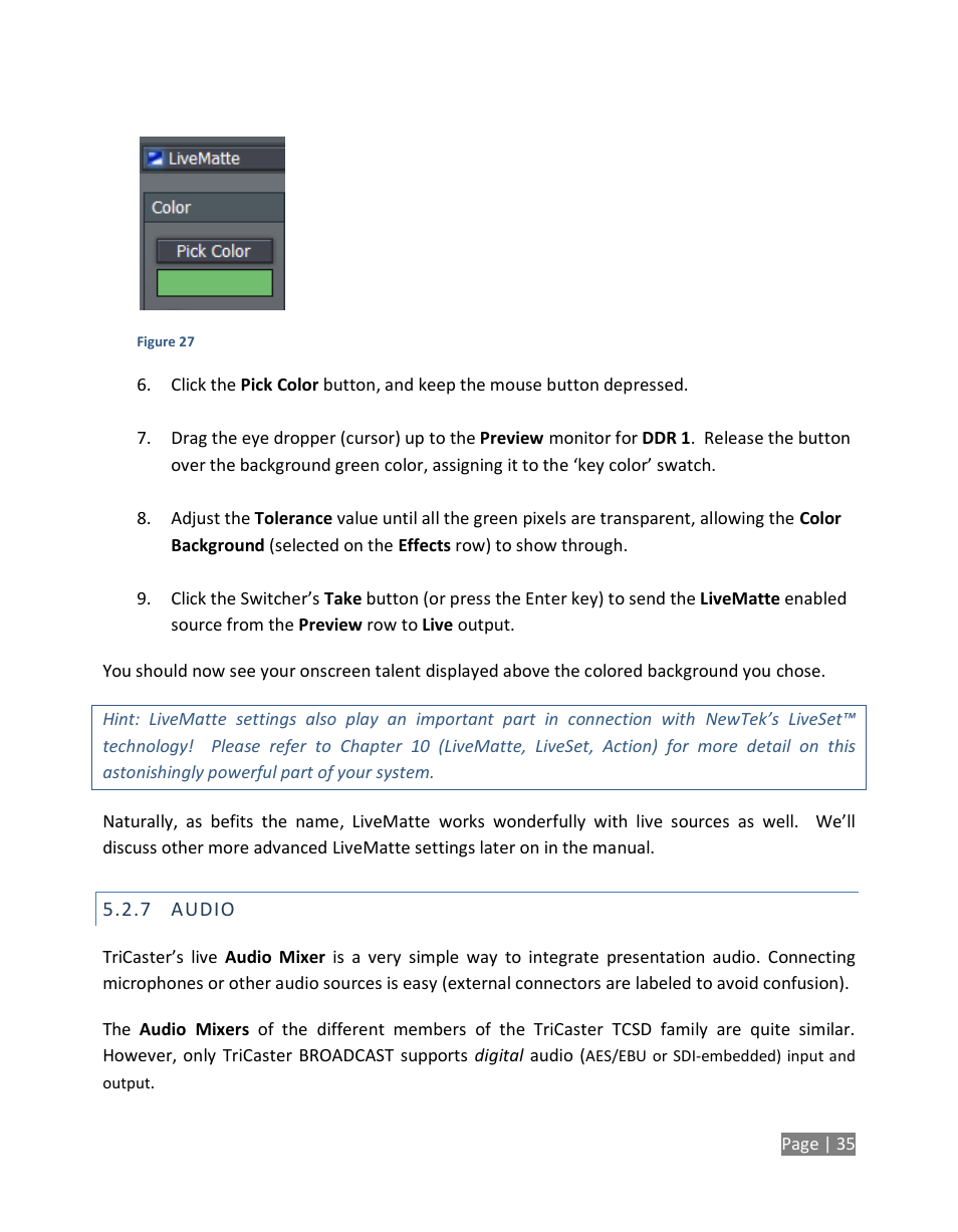 Audio | NewTek TriCaster Studio User Manual | Page 55 / 298