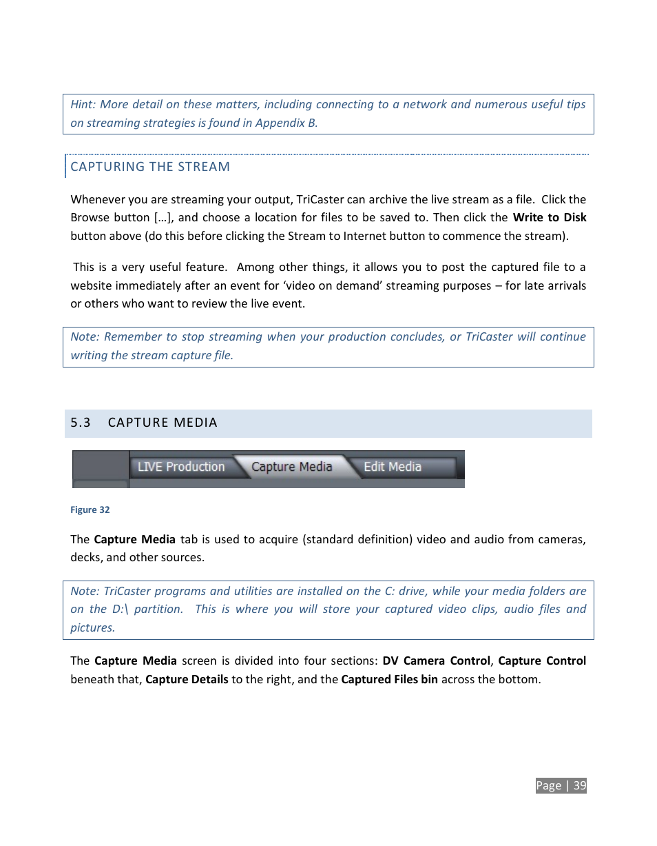 Capture media | NewTek TriCaster Studio User Manual | Page 59 / 298