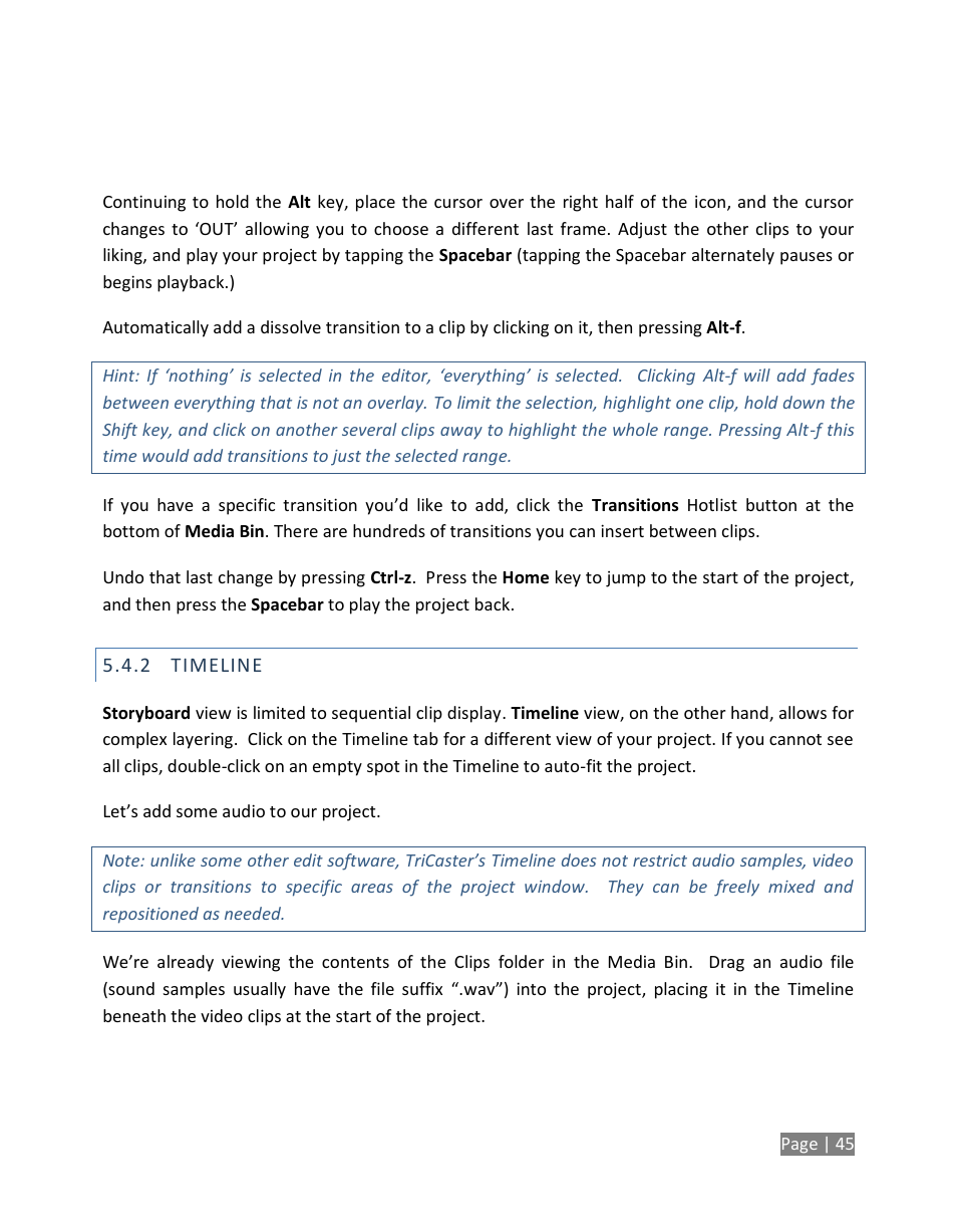 Timeline | NewTek TriCaster Studio User Manual | Page 65 / 298