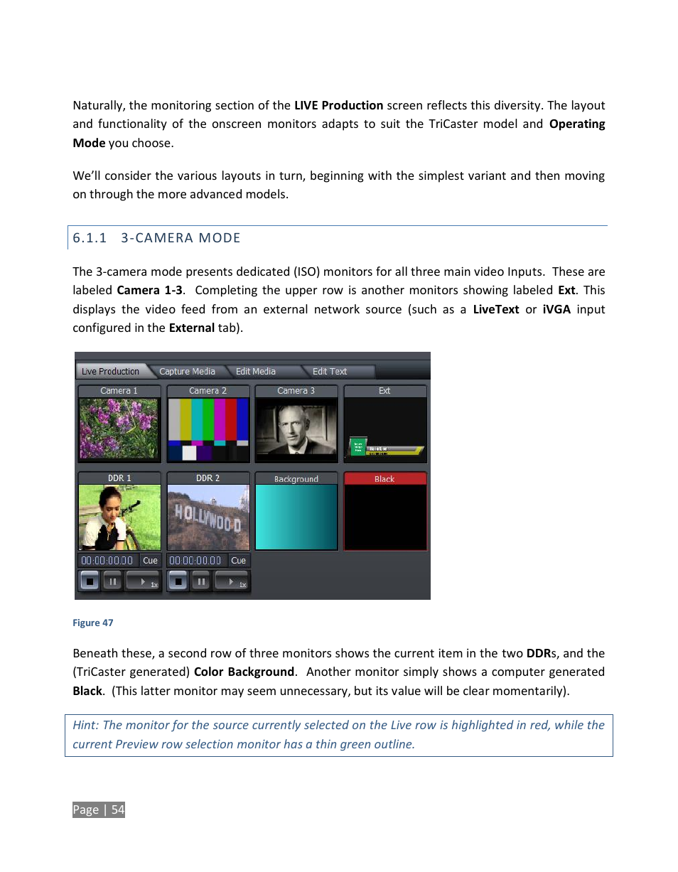 Camera mode | NewTek TriCaster Studio User Manual | Page 74 / 298