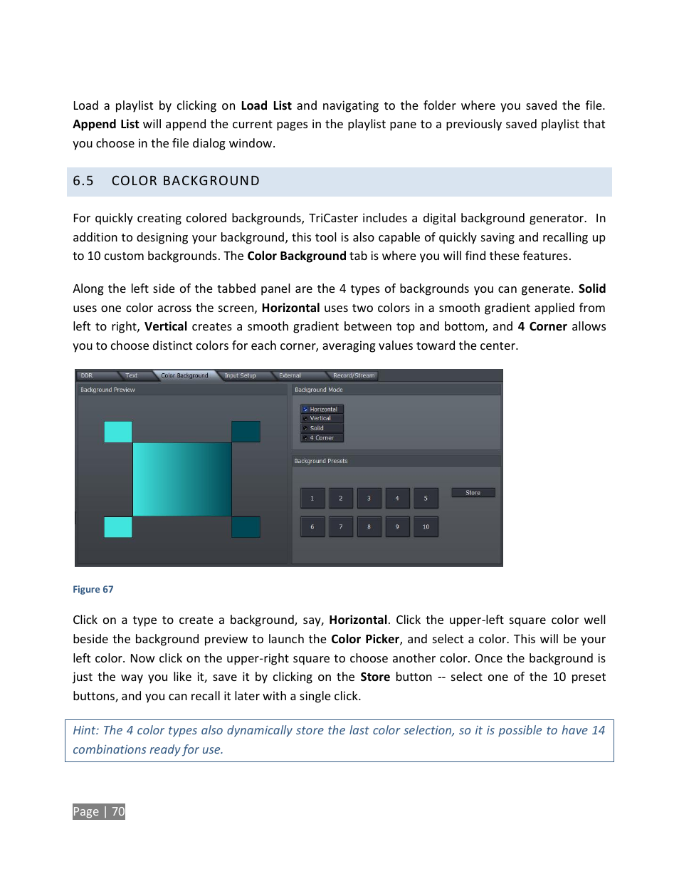 Color background | NewTek TriCaster Studio User Manual | Page 90 / 298