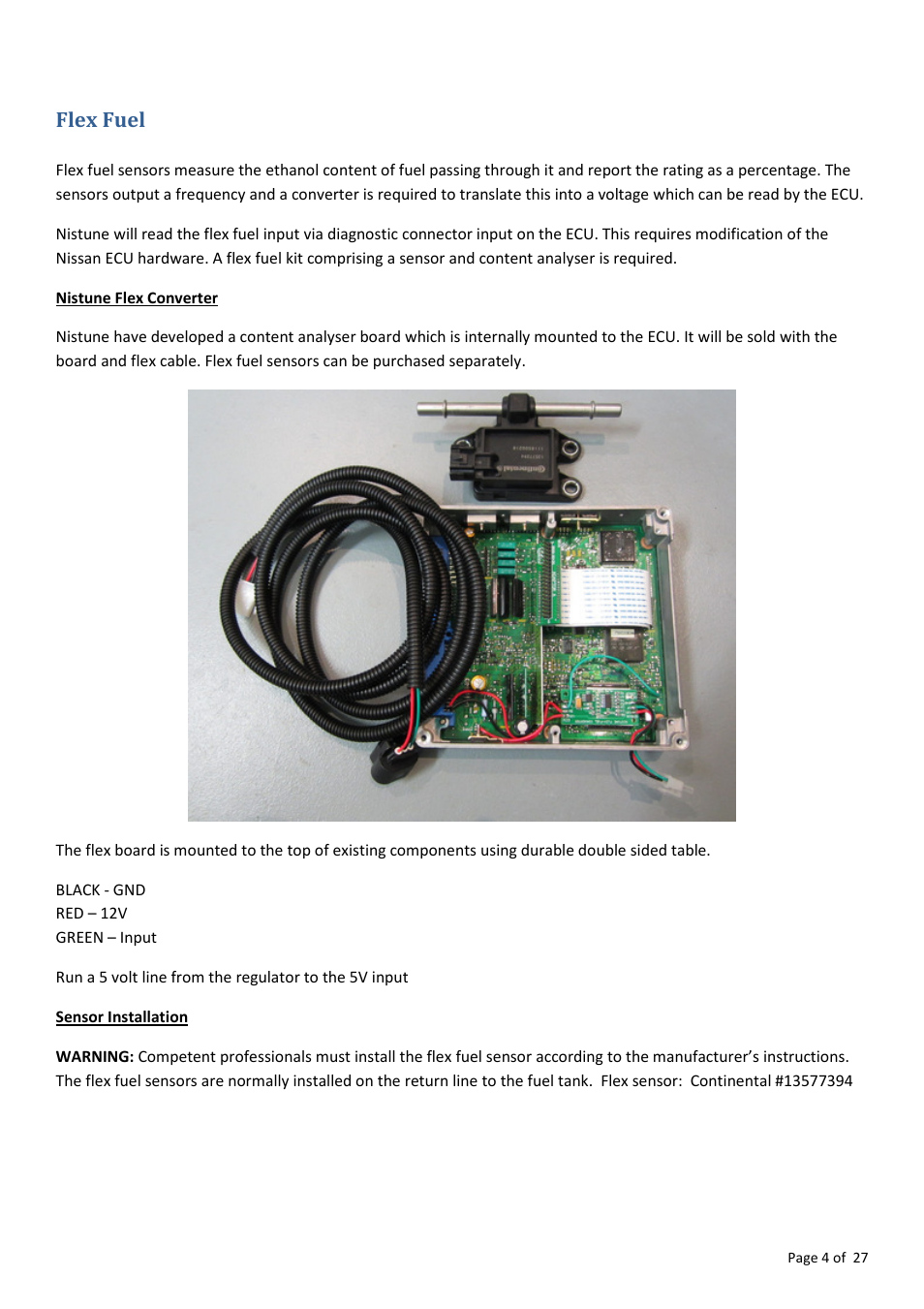 Flex fuel | NIStune Feature Pack V.1 User Manual | Page 4 / 27