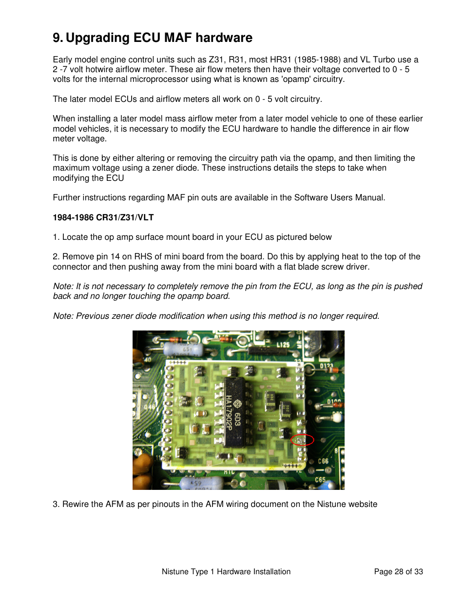 Upgrading ecu maf hardware | NIStune TYPE 1 V.3.5 User Manual | Page 28 / 33