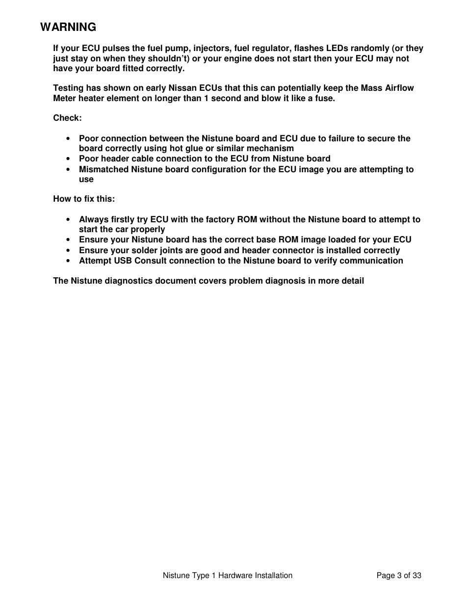 Warning | NIStune TYPE 1 V.3.5 User Manual | Page 3 / 33
