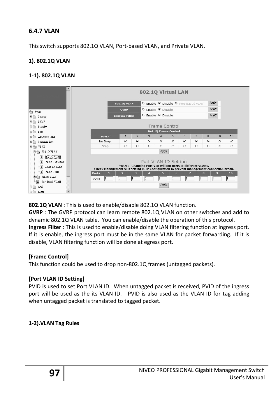 7 vlan | Niveo Professional NGS16TP User Manual | Page 101 / 134