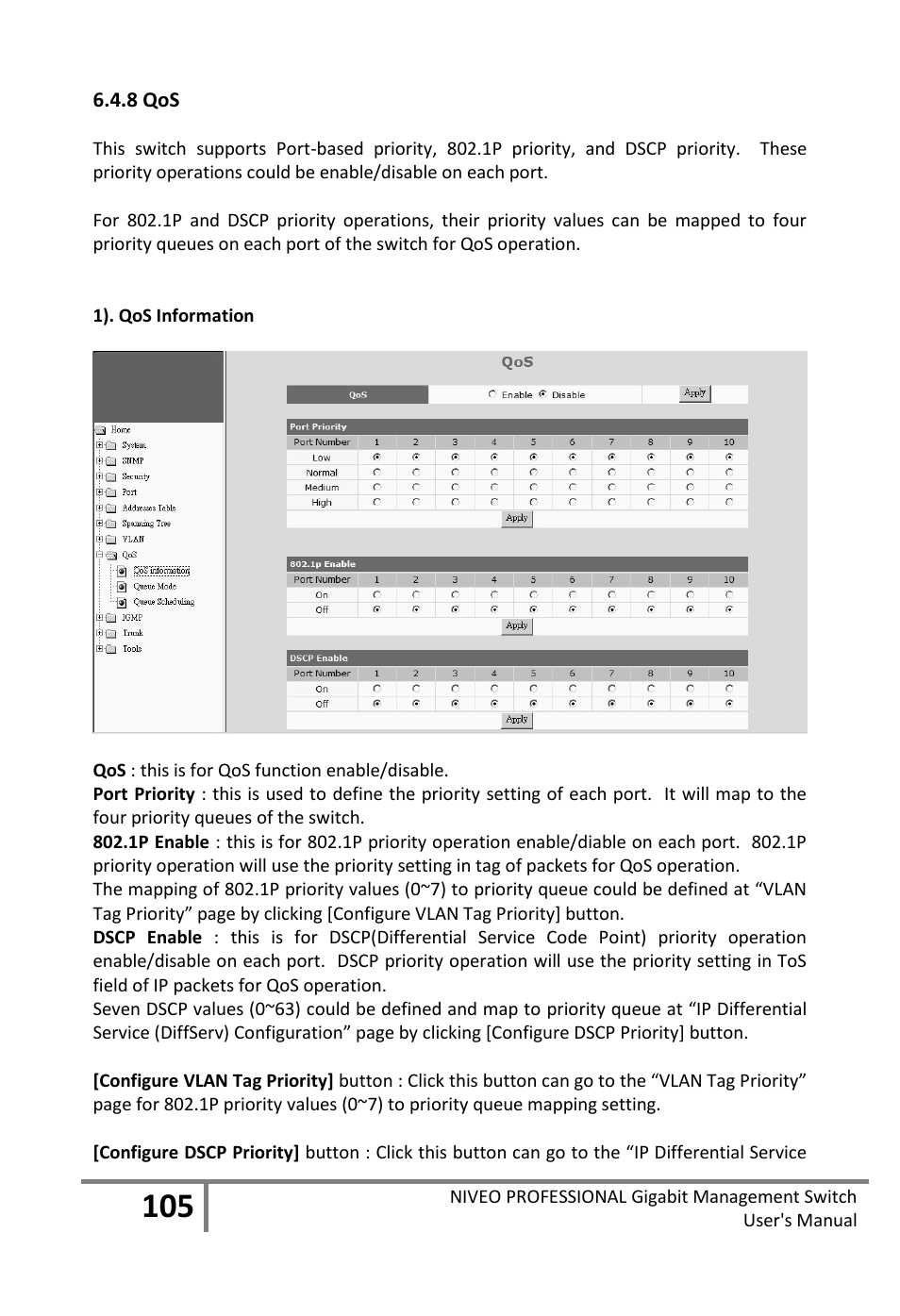 8 qos | Niveo Professional NGS16TP User Manual | Page 109 / 134
