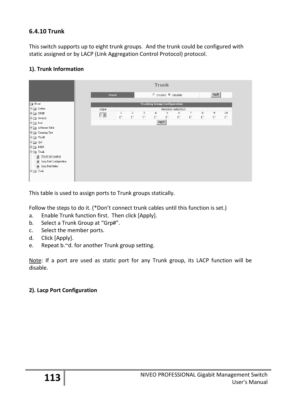 10 trunk | Niveo Professional NGS16TP User Manual | Page 117 / 134