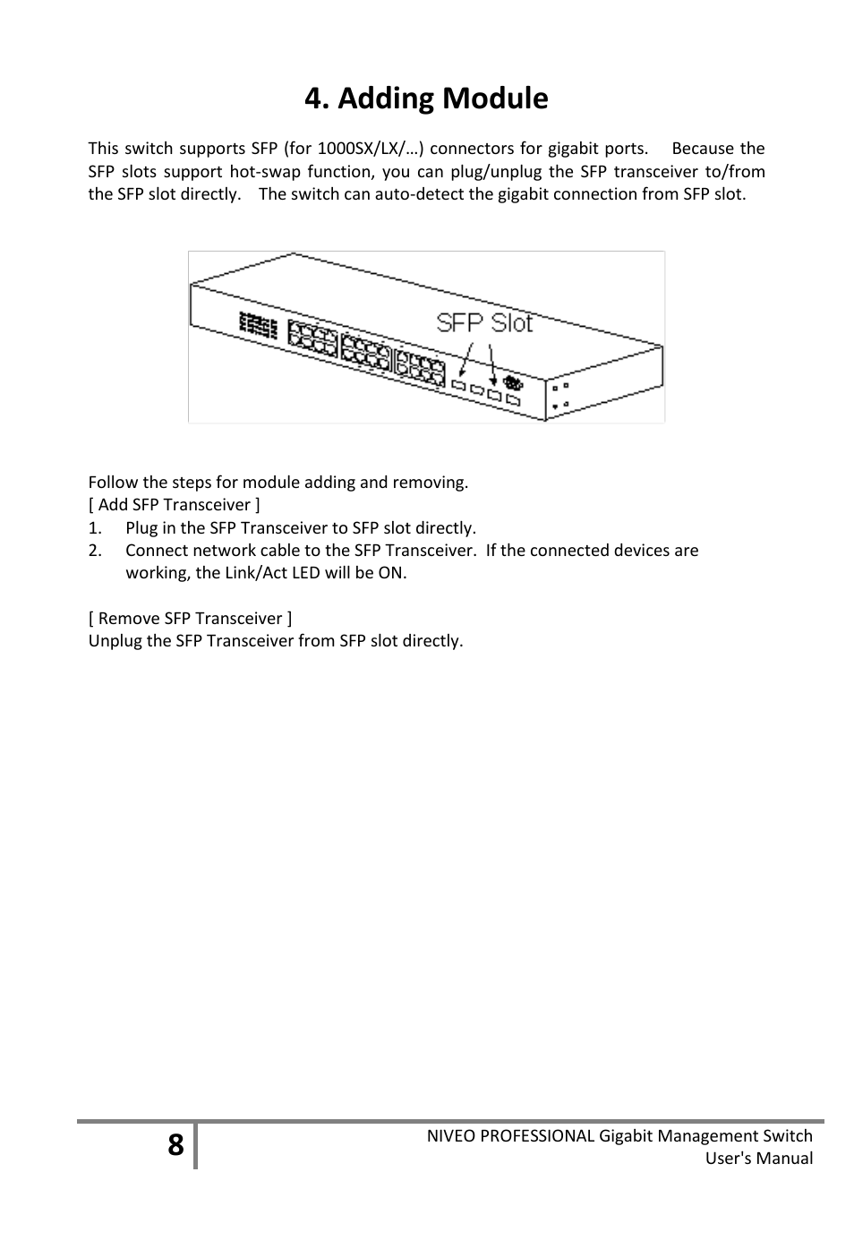 Adding module | Niveo Professional NGS16TP User Manual | Page 12 / 134