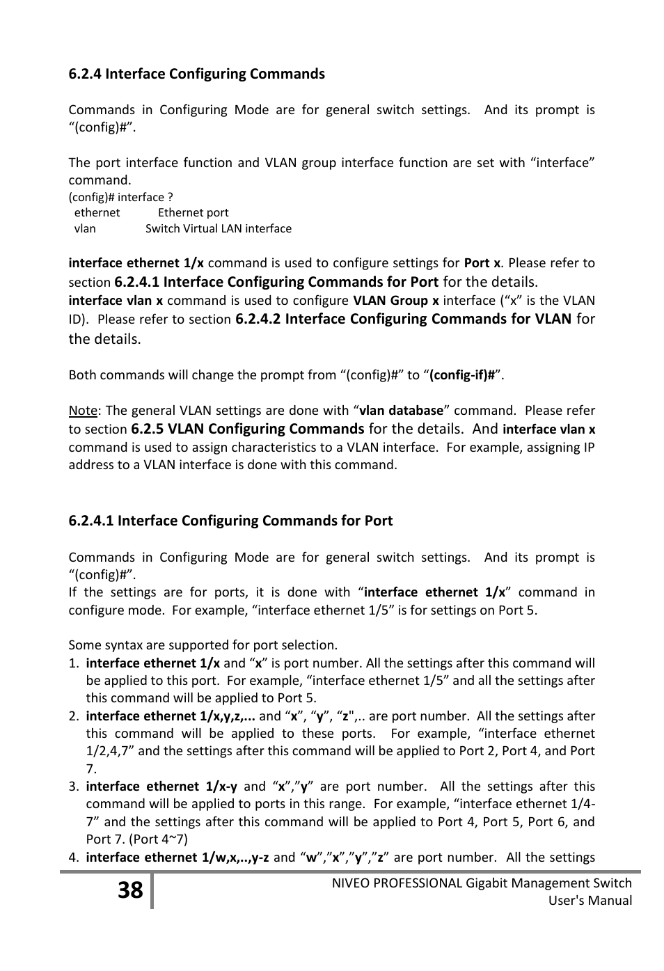 4 interface configuring commands | Niveo Professional NGS16TP User Manual | Page 42 / 134