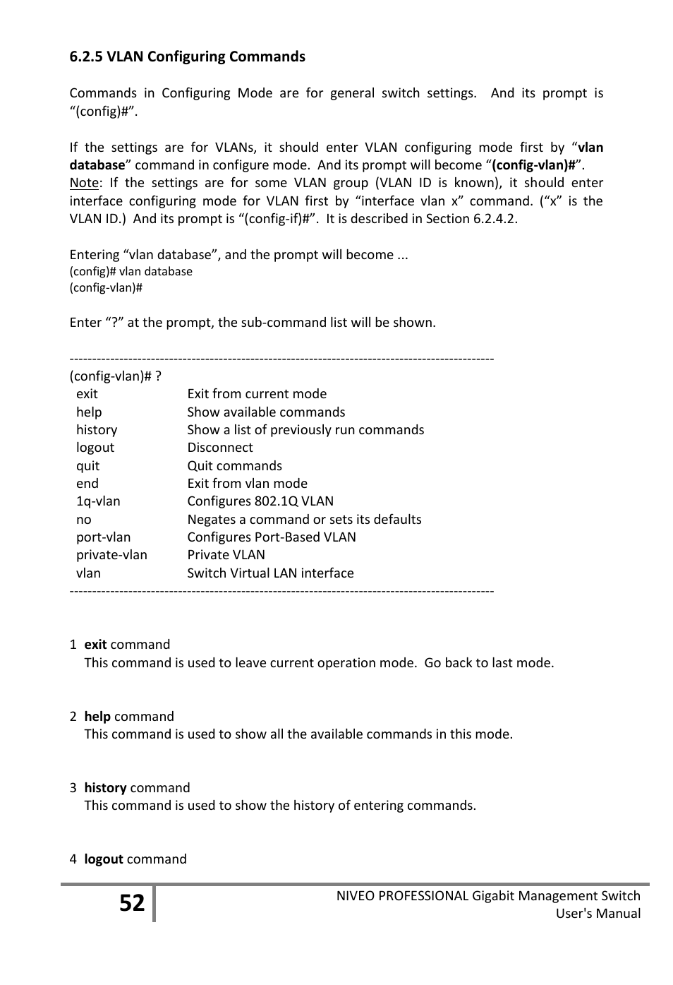 5 vlan configuring commands | Niveo Professional NGS16TP User Manual | Page 56 / 134