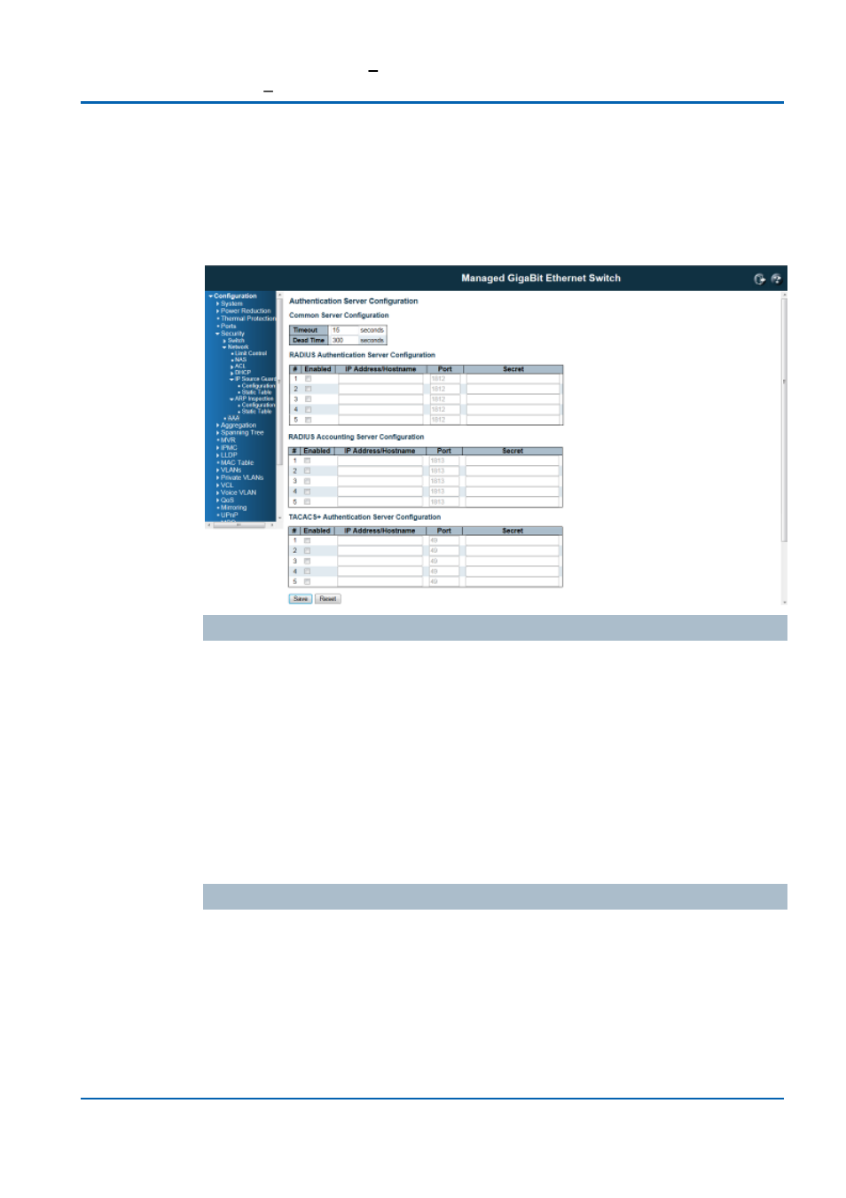 Security / aaa authentication server configuration | Niveo Professional NGSME16T2H User Manual | Page 107 / 366