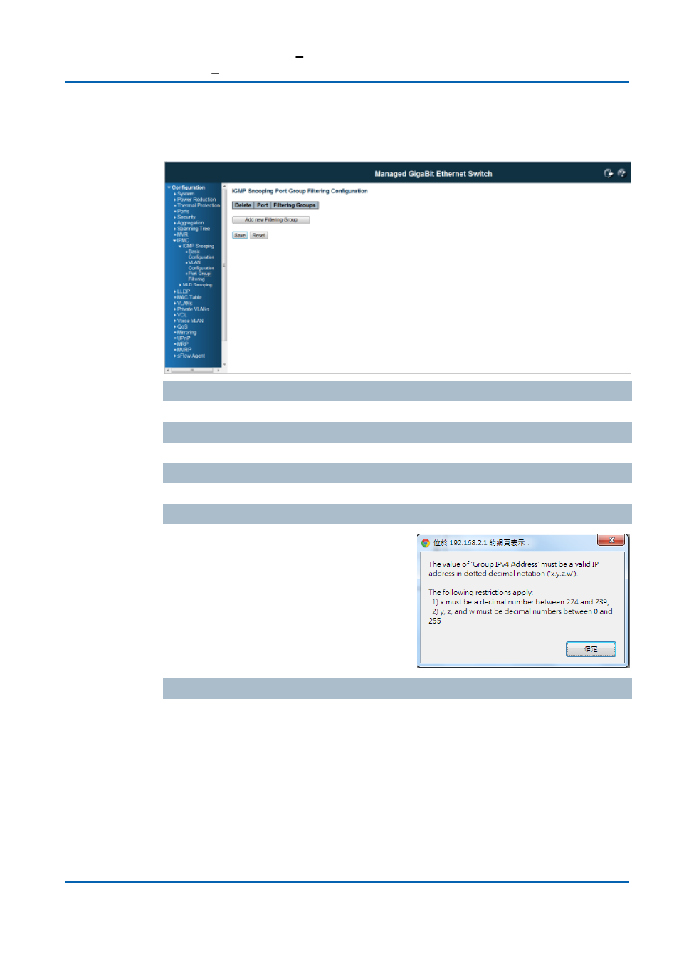 Igmp snooping / port group filtering | Niveo Professional NGSME16T2H User Manual | Page 132 / 366