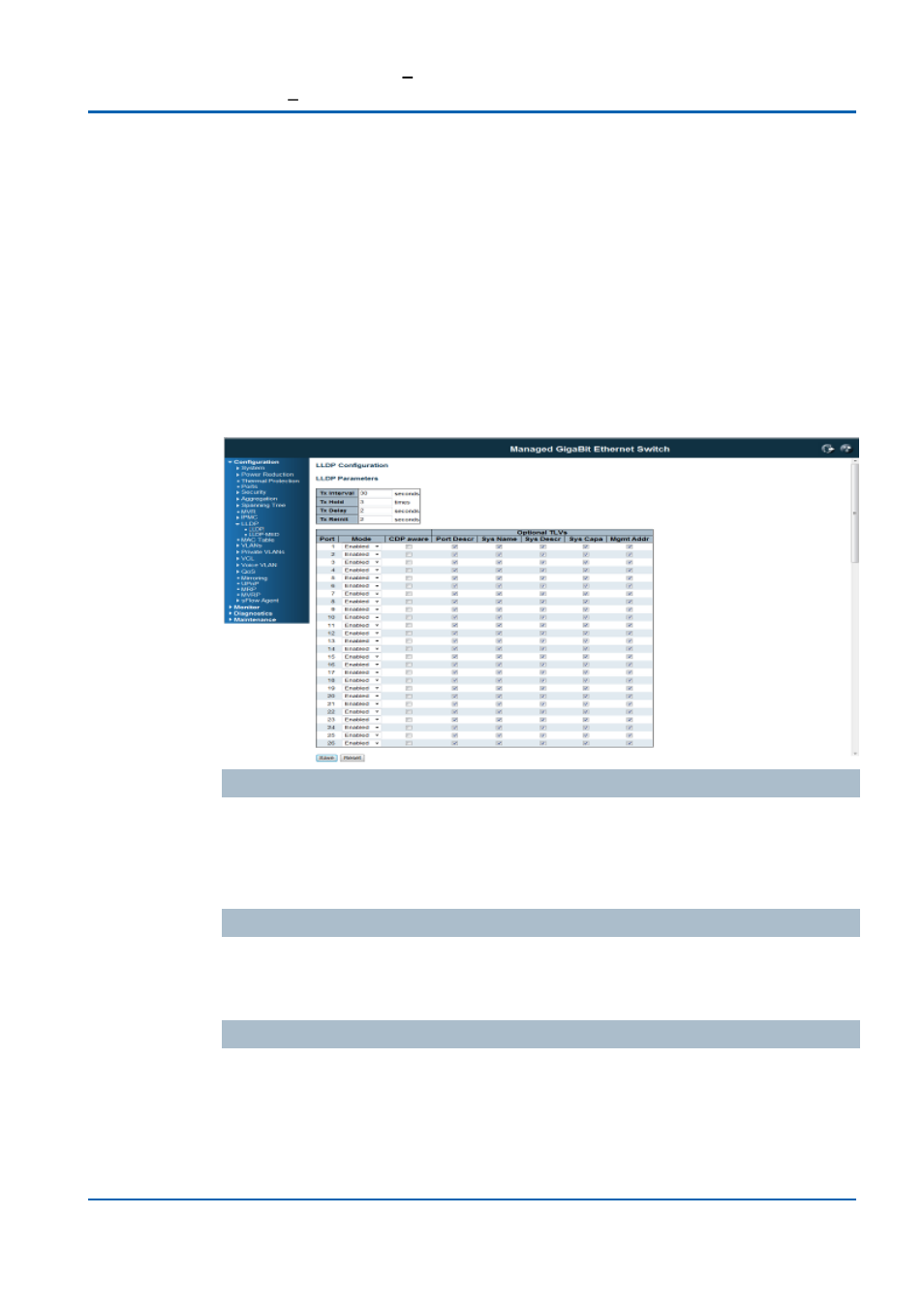 Lldp parameters, Lldp configuration | Niveo Professional NGSME16T2H User Manual | Page 138 / 366