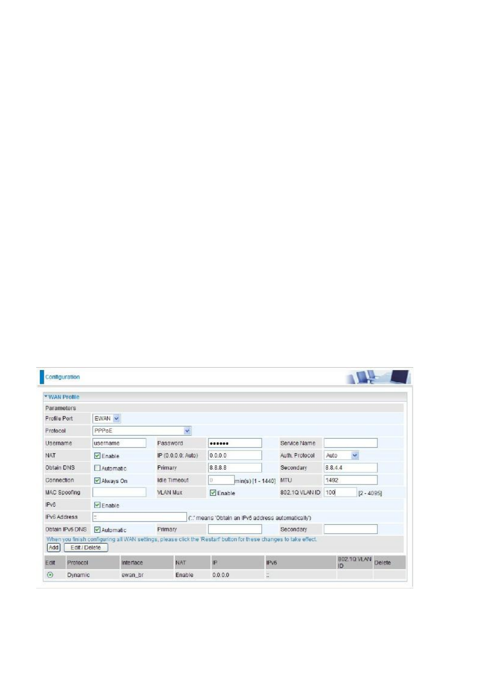 Vlan mux setting, Example: iptv service achieved with vlan mux | Niveo Professional NWAR33P User Manual | Page 105 / 155