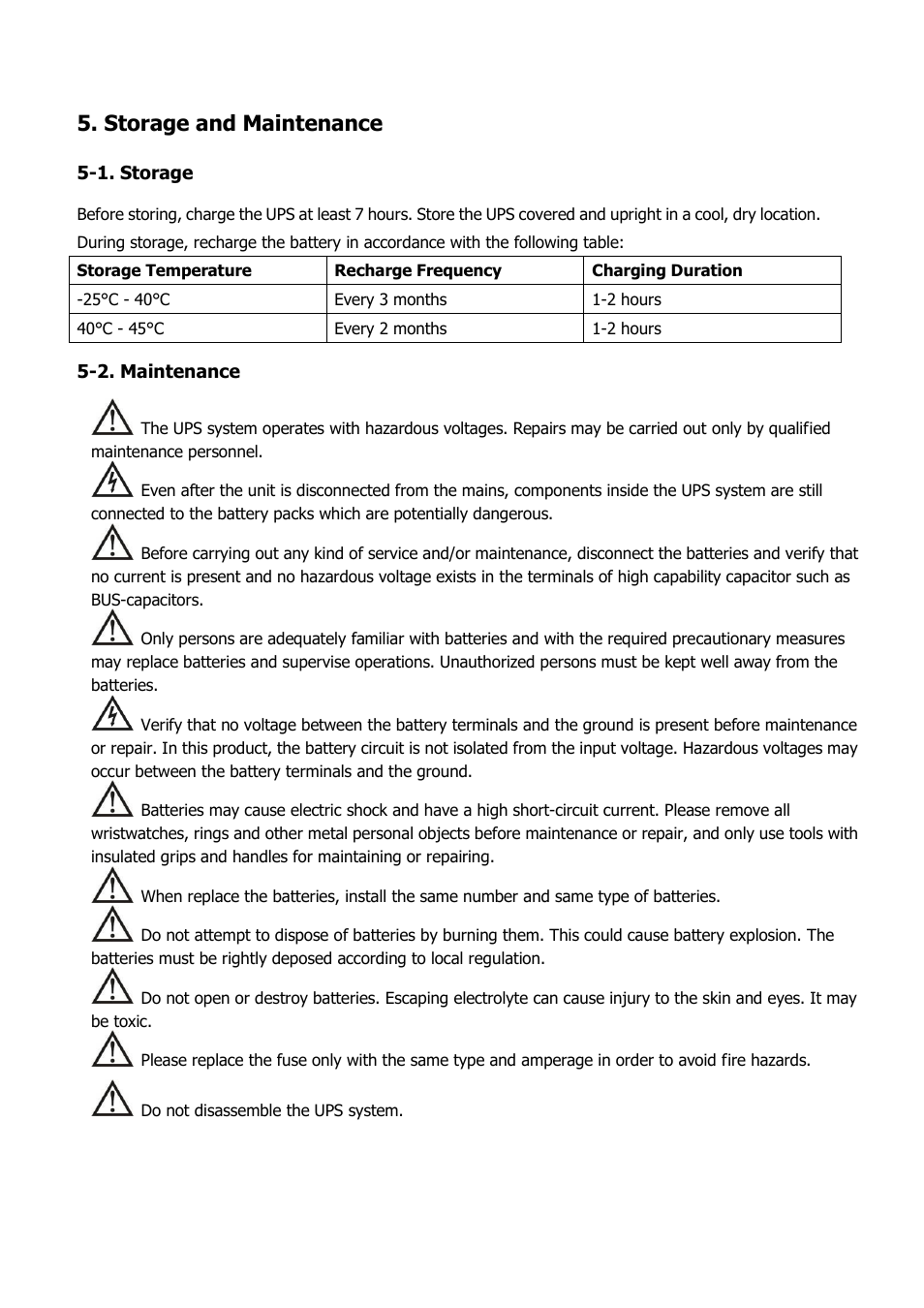 Storage and maintenance | Niveo Professional NUPS22-6000U User Manual | Page 30 / 31