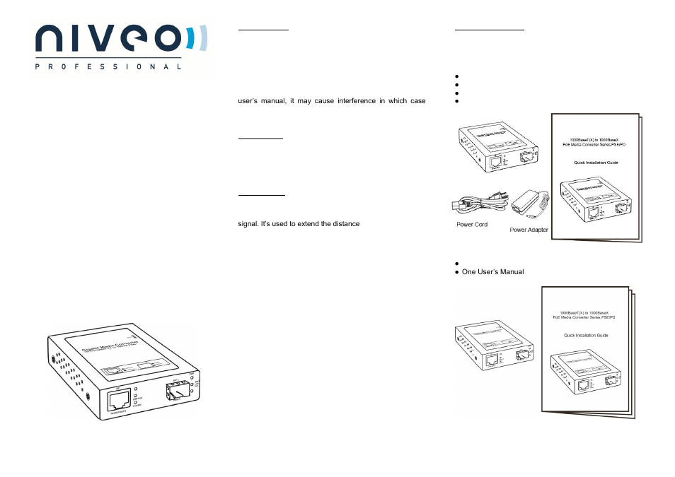 Niveo Professional NMC220PR User Manual | 2 pages