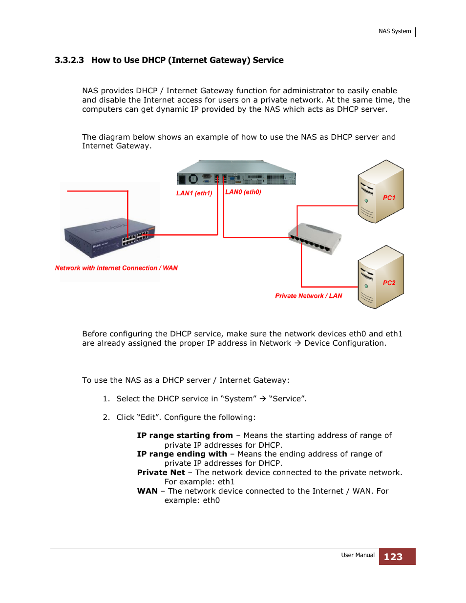 3 how to use dhcp (internet gateway) service | Niveo Professional NNAS-R4 User Manual | Page 123 / 189