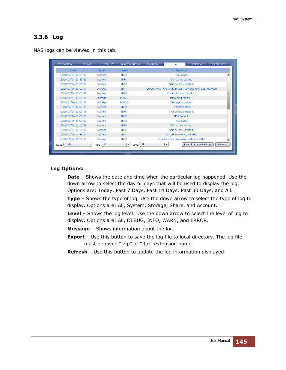 6 log | Niveo Professional NNAS-R4 User Manual | Page 145 / 189