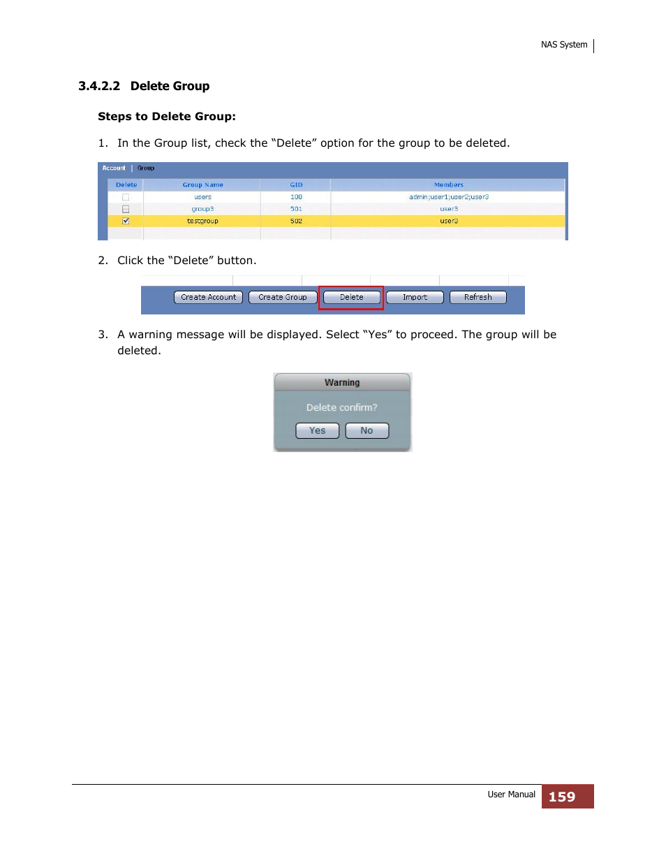 2 delete group | Niveo Professional NNAS-R4 User Manual | Page 159 / 189