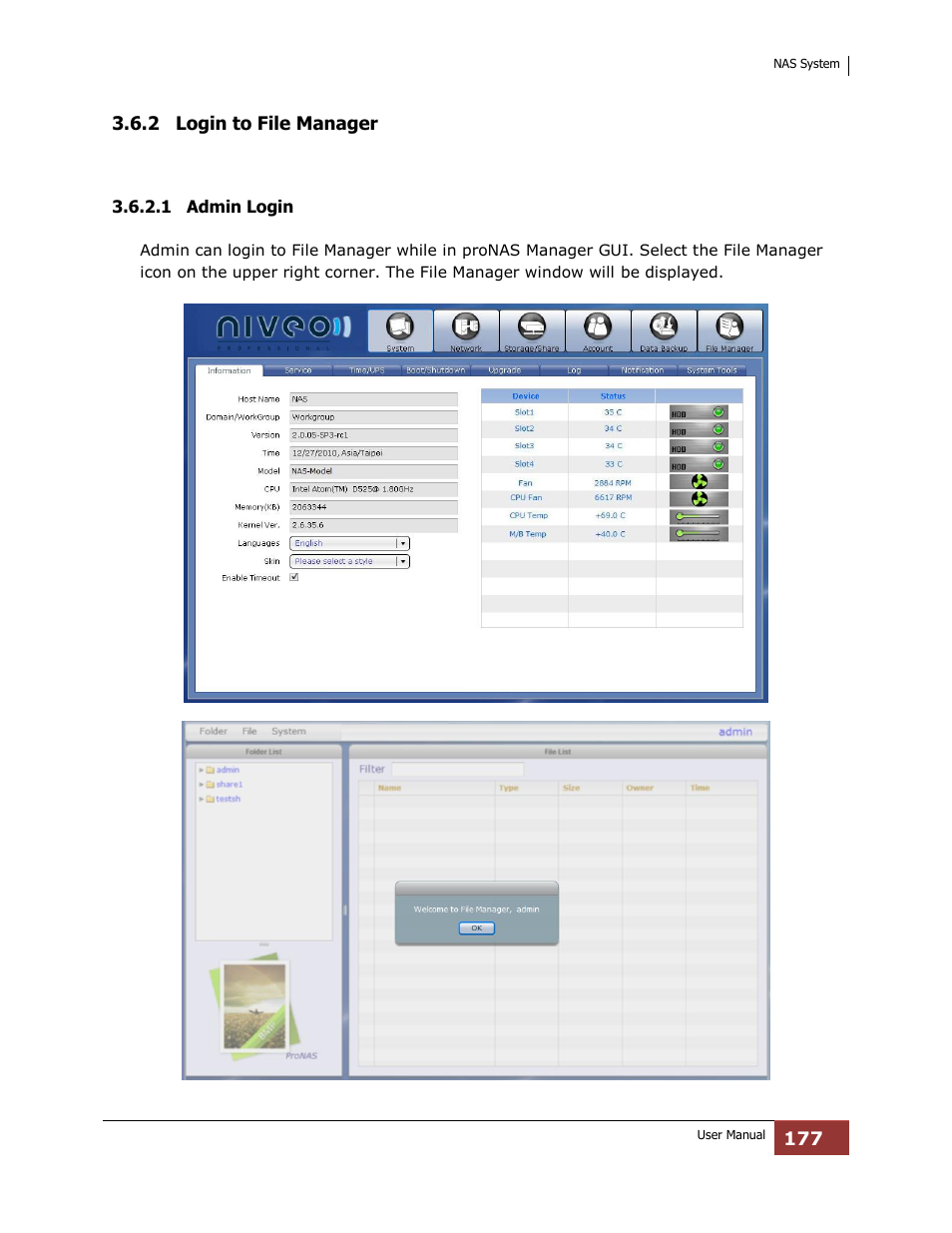 2 login to file manager, 1 admin login | Niveo Professional NNAS-R4 User Manual | Page 177 / 189