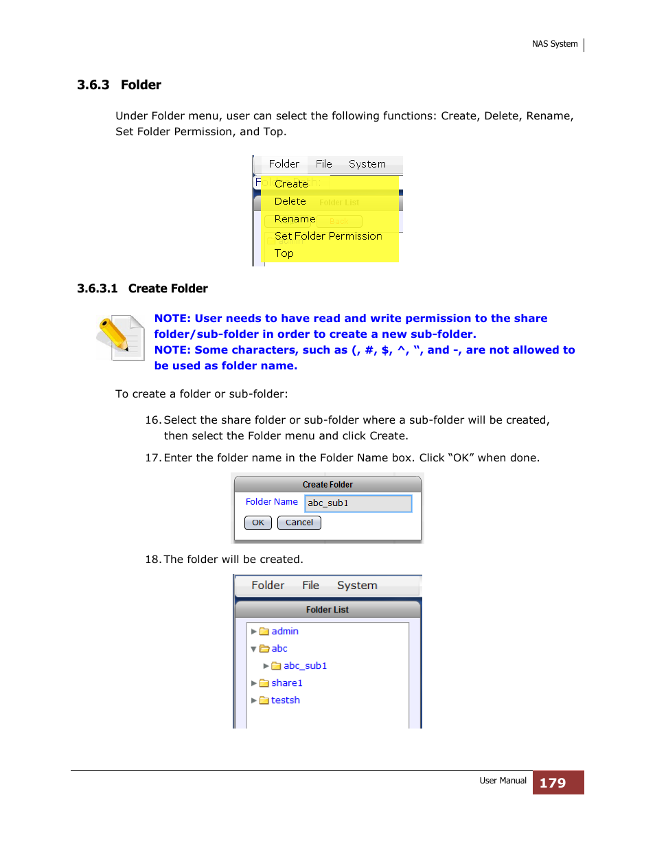 3 folder, 1 create folder | Niveo Professional NNAS-R4 User Manual | Page 179 / 189