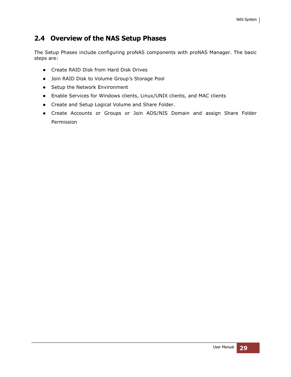 4 overview of the nas setup phases | Niveo Professional NNAS-R4 User Manual | Page 29 / 189