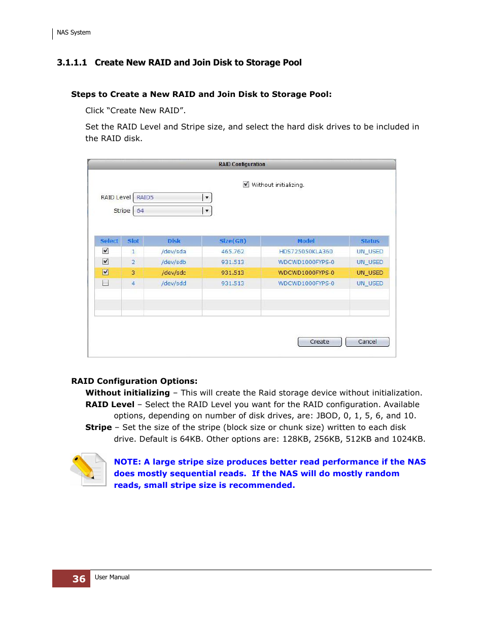 1 create new raid and join disk to storage pool | Niveo Professional NNAS-R4 User Manual | Page 36 / 189