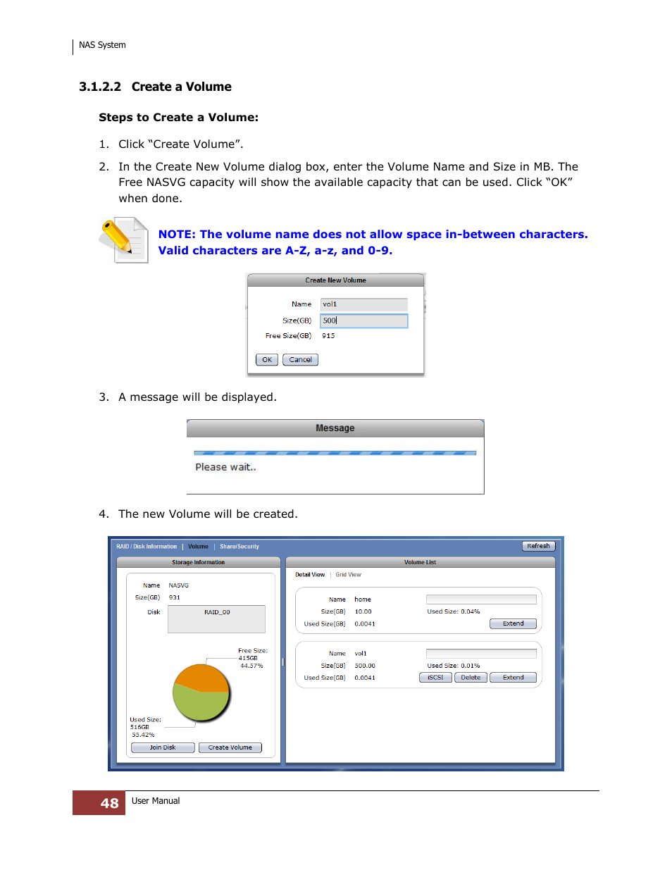 2 create a volume | Niveo Professional NNAS-R4 User Manual | Page 48 / 189