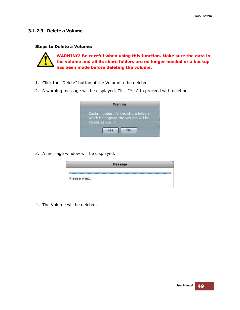 3 delete a volume | Niveo Professional NNAS-R4 User Manual | Page 49 / 189
