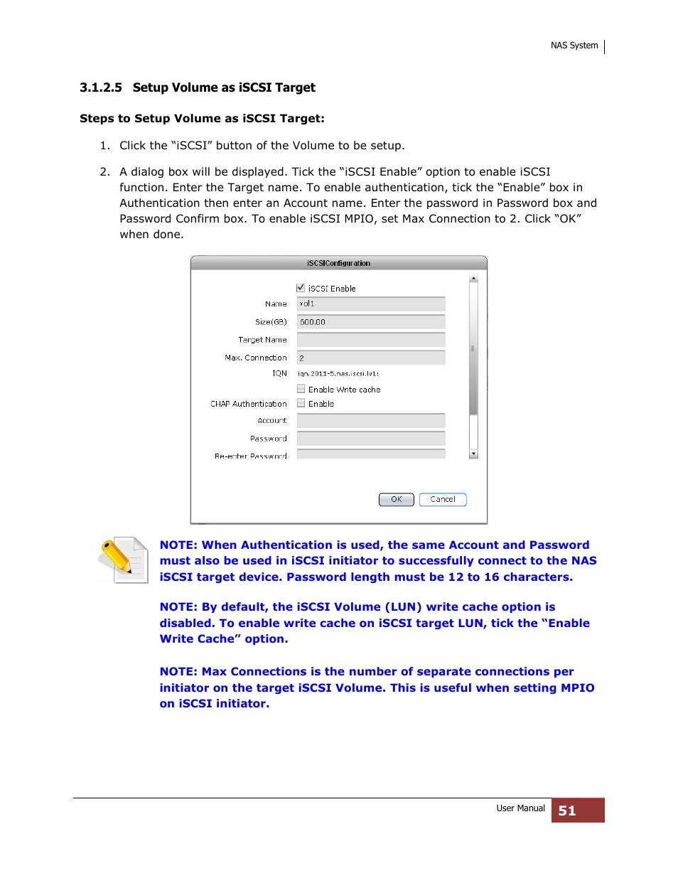 5 setup volume as iscsi target | Niveo Professional NNAS-R4 User Manual | Page 51 / 189