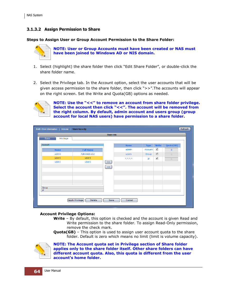 2 assign permission to share | Niveo Professional NNAS-R4 User Manual | Page 64 / 189