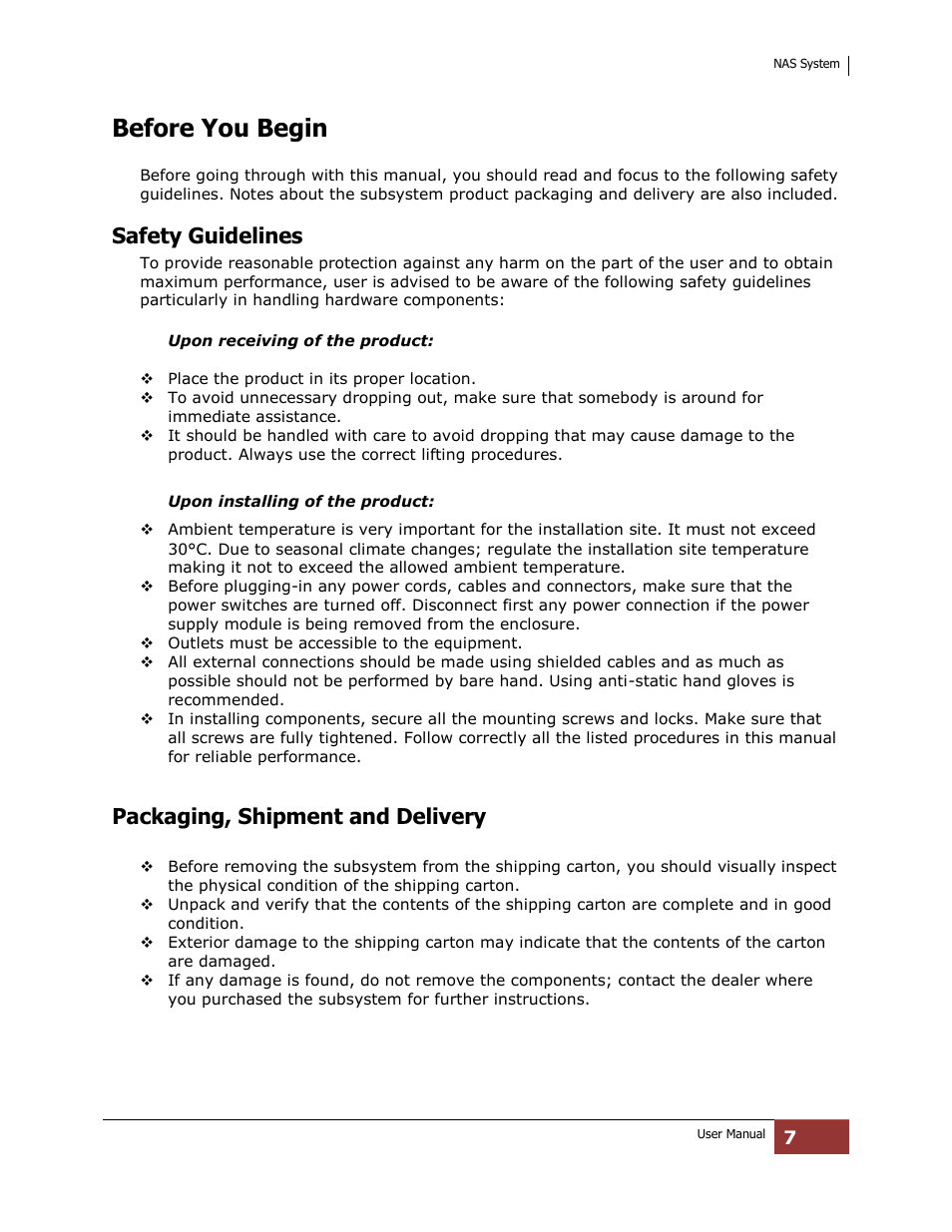 Before you begin, Safety guidelines, Packaging, shipment and delivery | Niveo Professional NNAS-R4 User Manual | Page 7 / 189