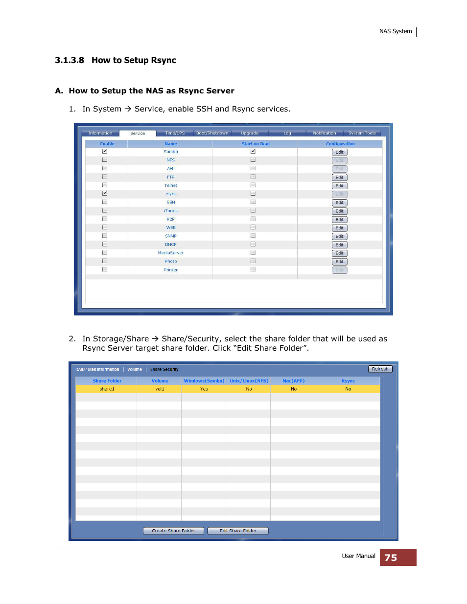 8 how to setup rsync | Niveo Professional NNAS-R4 User Manual | Page 75 / 189