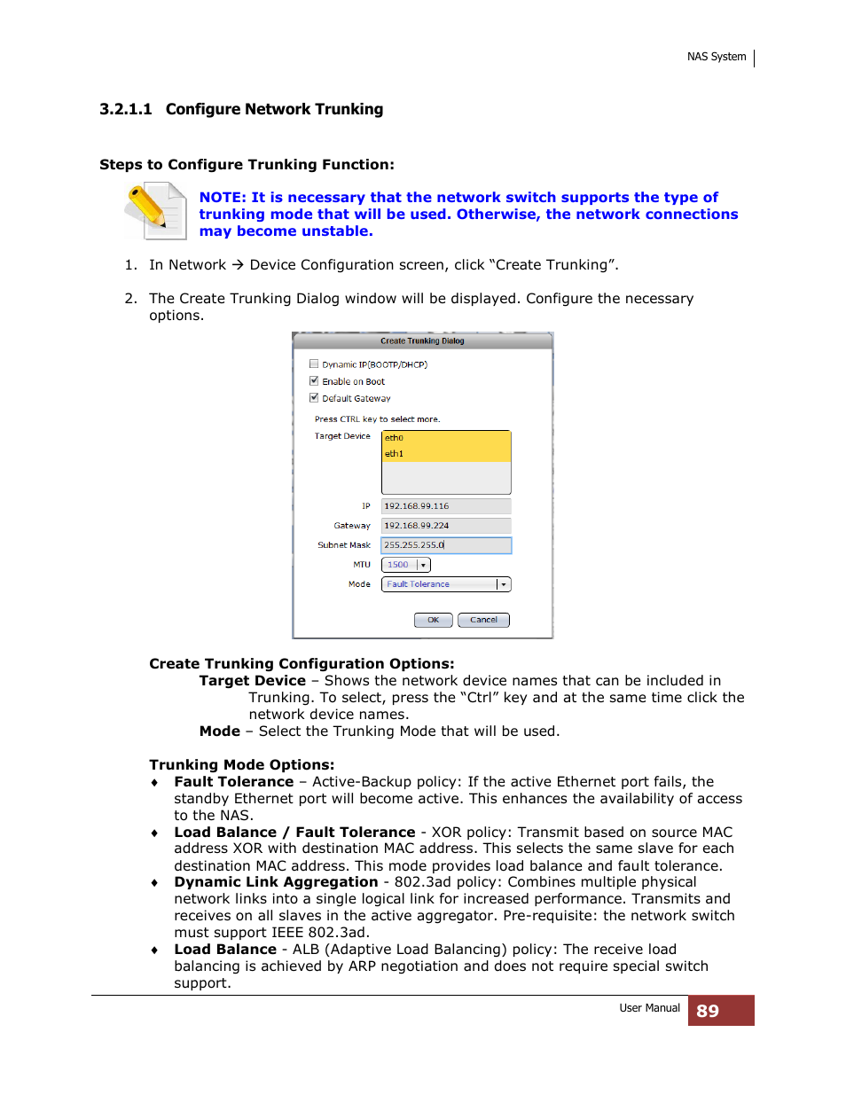 1 configure network trunking | Niveo Professional NNAS-R4 User Manual | Page 89 / 189