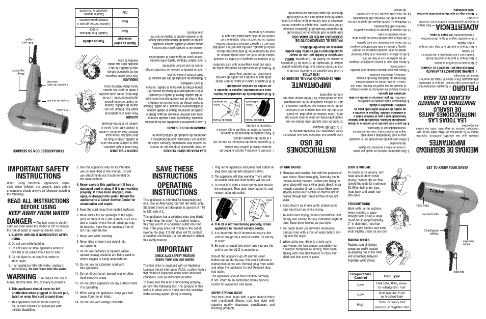 Conair 1875 User Manual | 2 pages