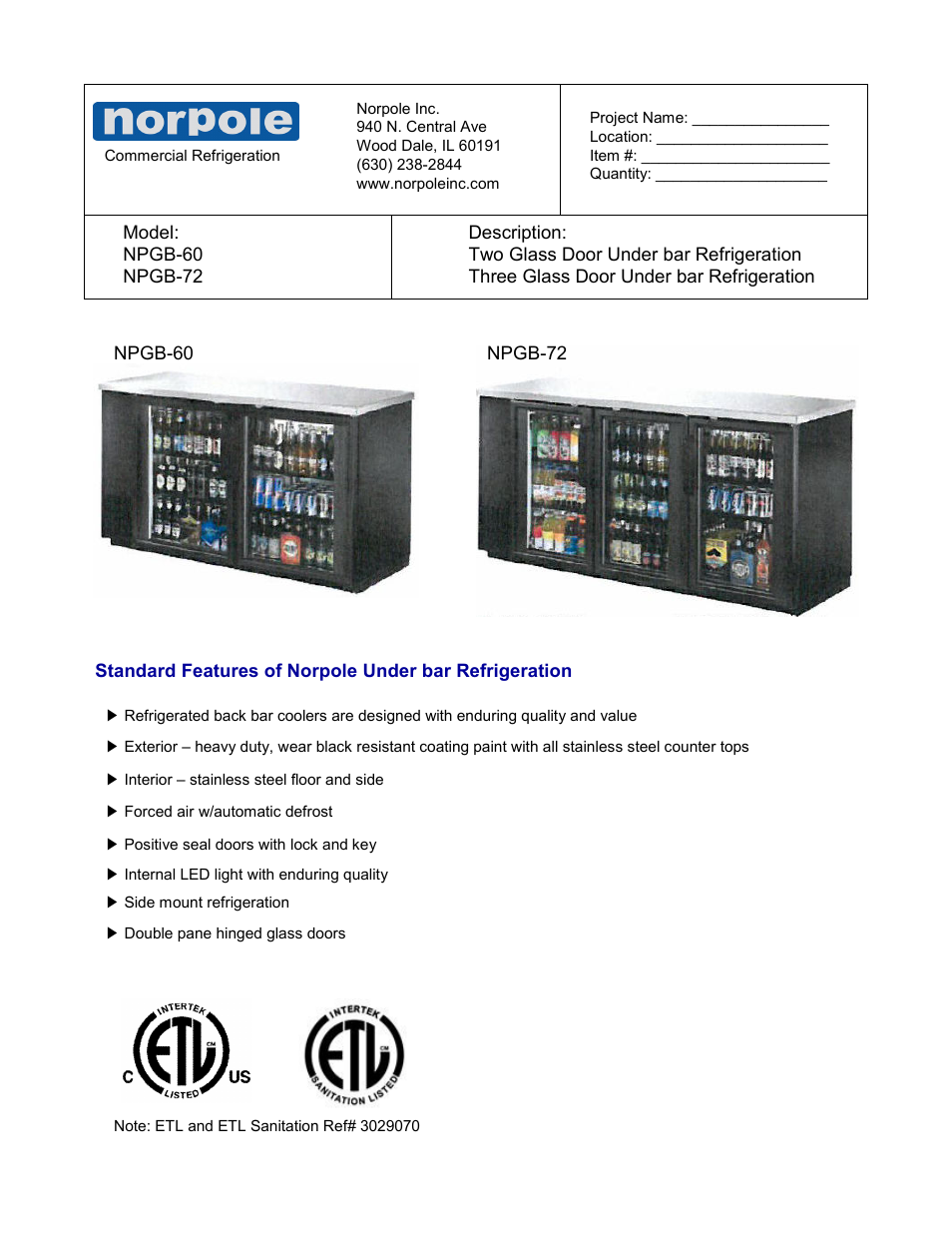 Norpole NPGB-60 User Manual | 2 pages