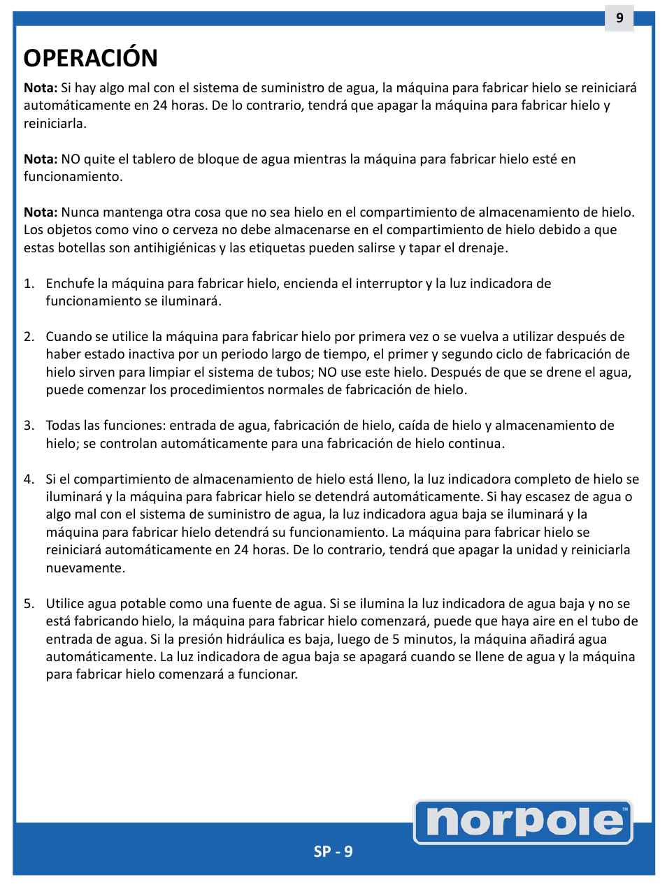 Operación | Norpole EWCIM350S User Manual | Page 25 / 33