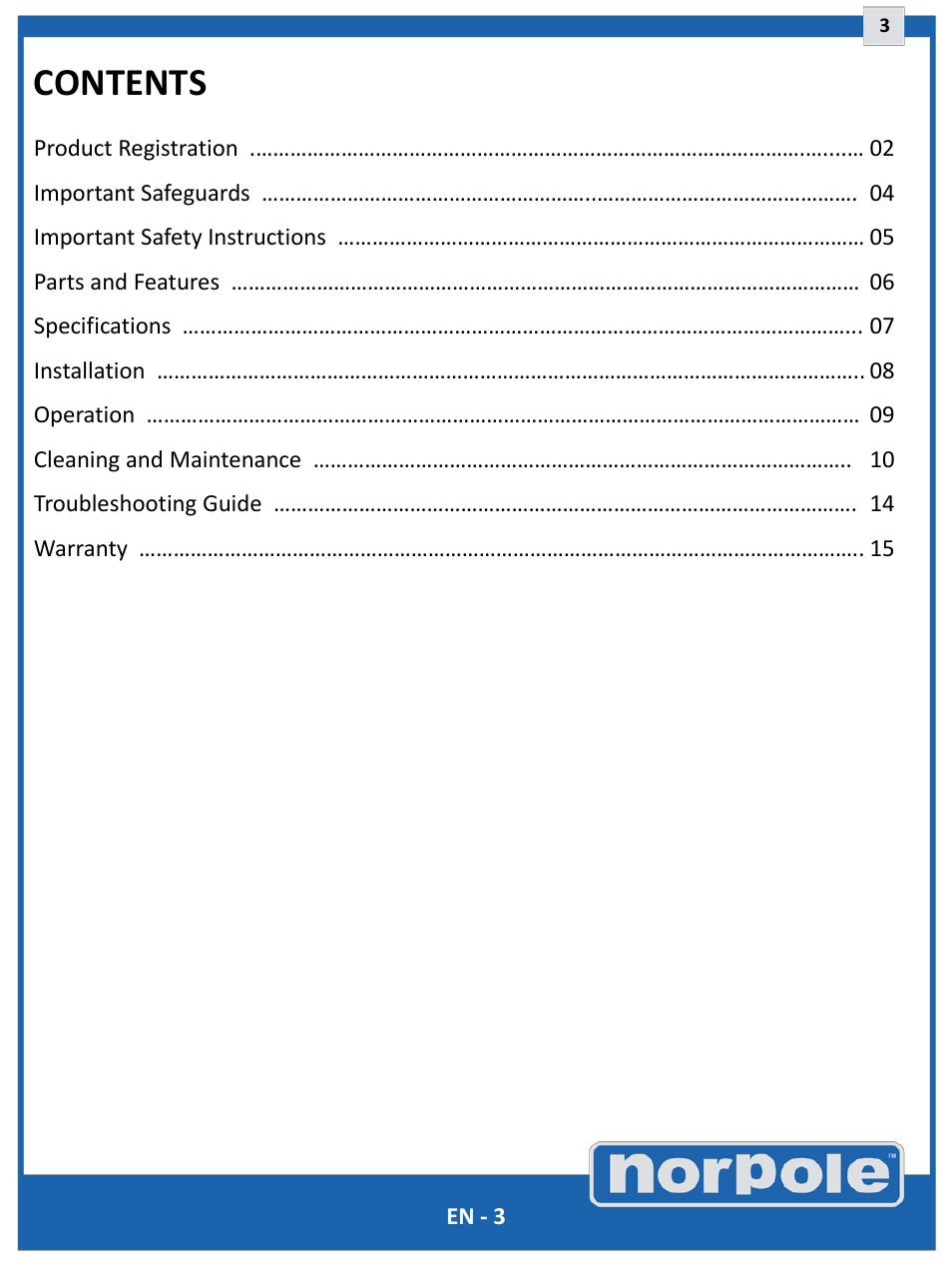 Norpole EWCIM350S User Manual | Page 3 / 33