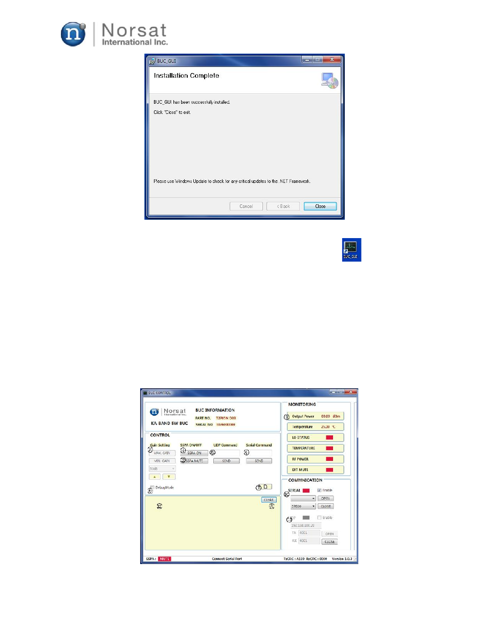 Equipment operation on user software 5.2 | Norsat O3b 10W BUC User Manual | Page 16 / 26