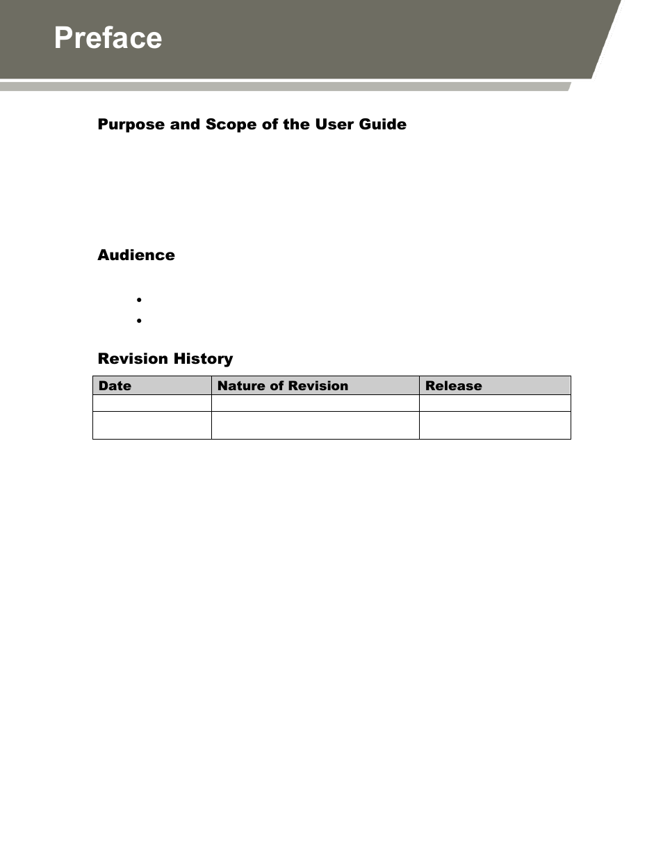 Purpose and scope of the user guide, Audience, Revision history | Preface | Norsat ATOMControl User Manual | Page 6 / 30