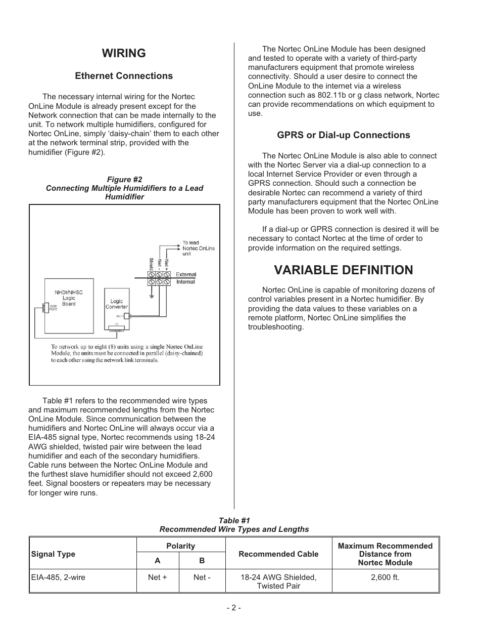 Of fer ings 1, Wiring 2, Offerings | Wiring, Variable definition | Nortec NHSC Nortec OnLine User Manual | Page 4 / 16