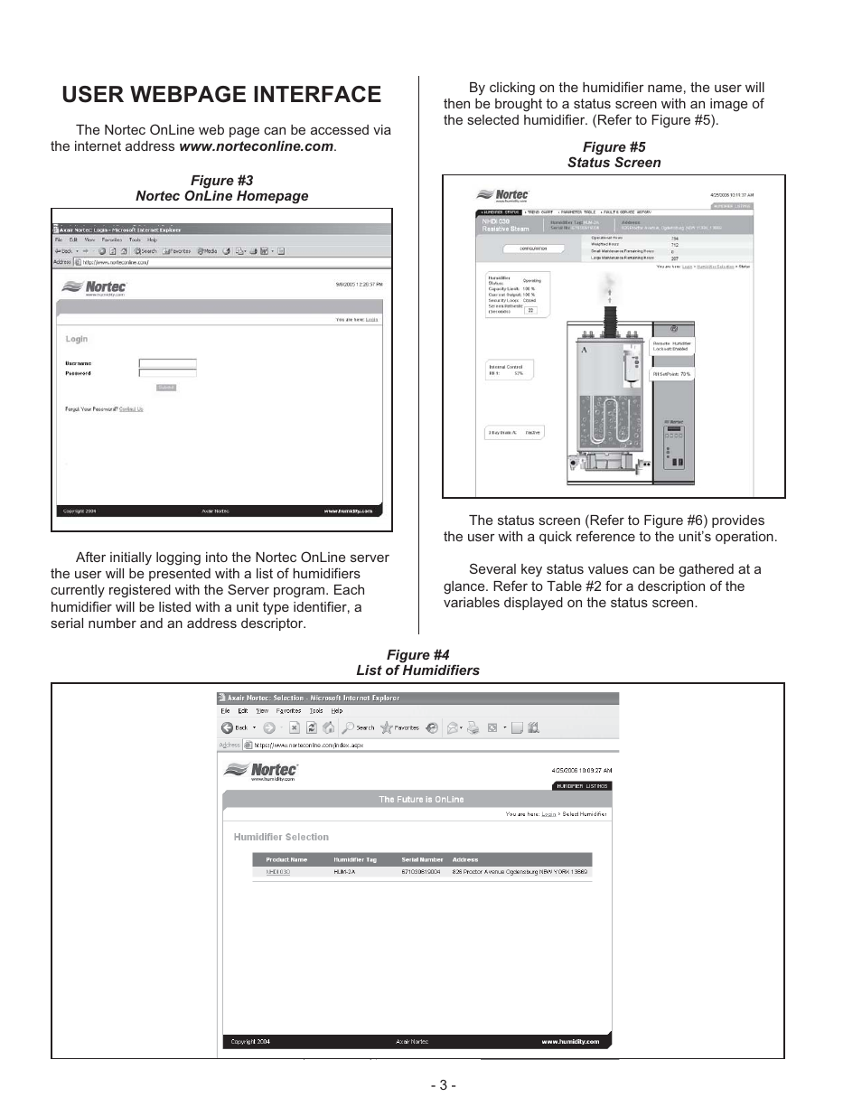 Vari able def i ni tion 2, Variable definition, User webpage interface | Nortec NHSC Nortec OnLine User Manual | Page 5 / 16