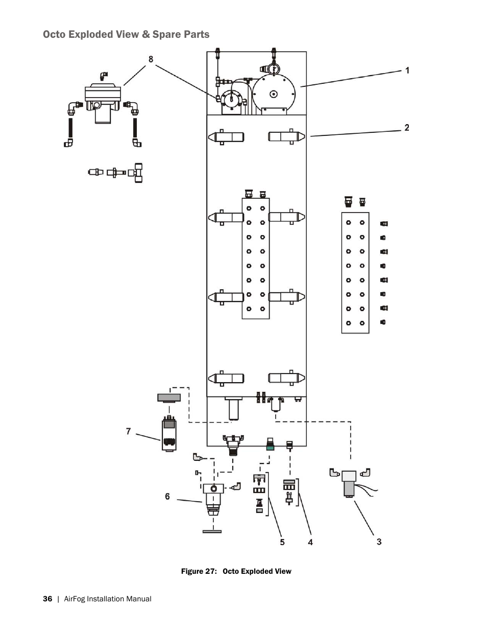 Octo exploded view & spare parts | Nortec AIRFOG Series User Manual | Page 40 / 48