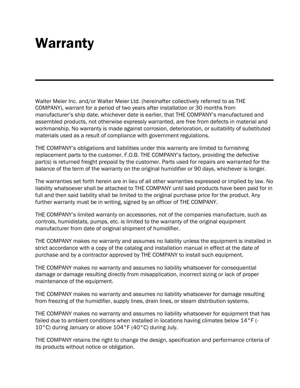 Warranty | Nortec AIRFOG Series User Manual | Page 47 / 48
