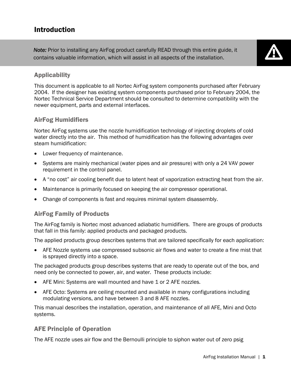 Introduction | Nortec AIRFOG Series User Manual | Page 5 / 48