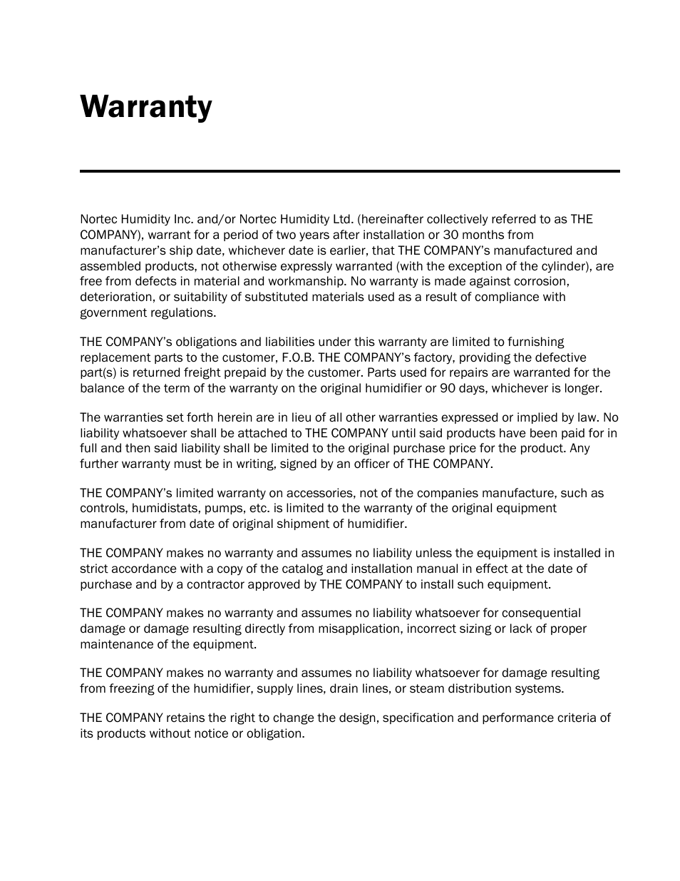 Warranty | Nortec LiveSteam v.2 User Manual | Page 37 / 38