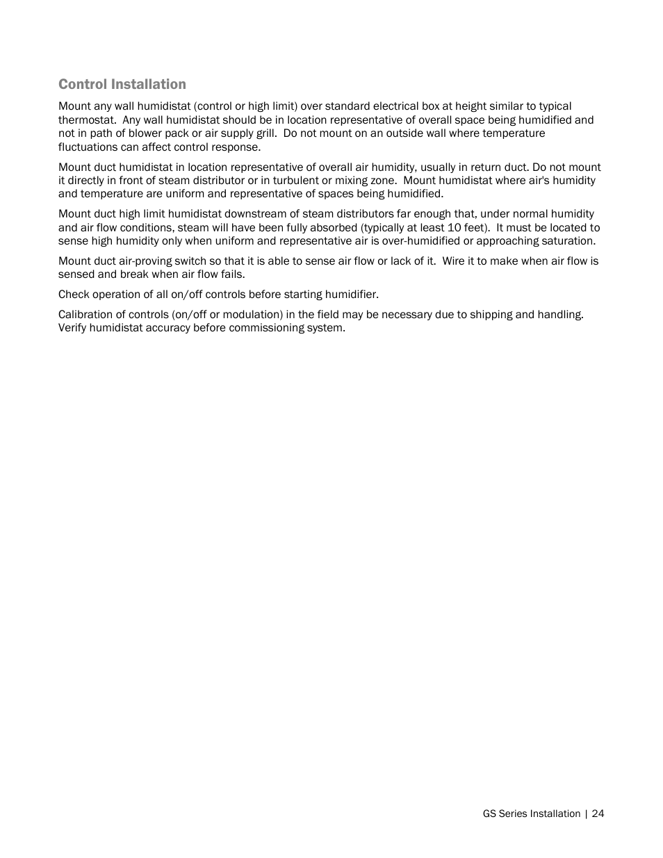 Control installation | Nortec GS Series User Manual | Page 27 / 98