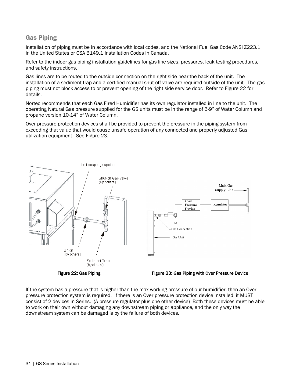 Gas piping | Nortec GS Series User Manual | Page 34 / 98